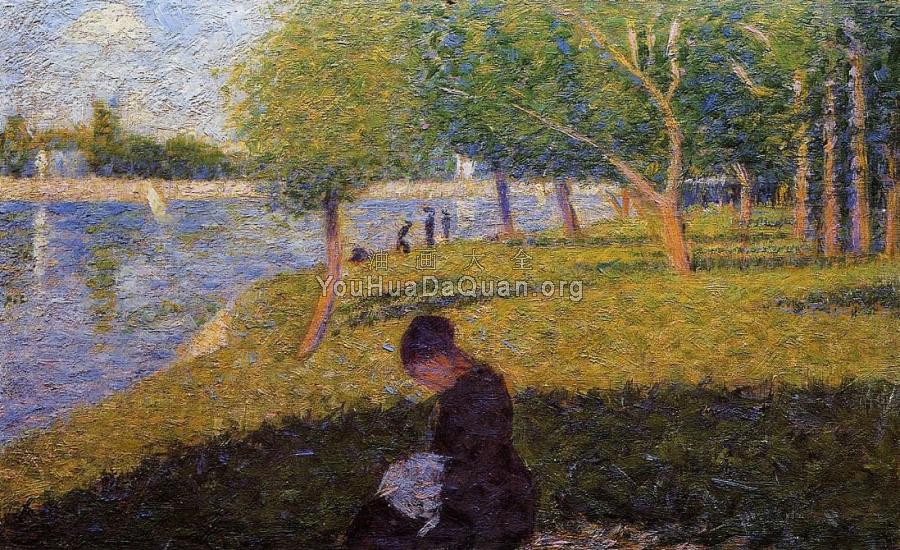 La Grande Jatte, Woman Sewint - 乔治·修拉